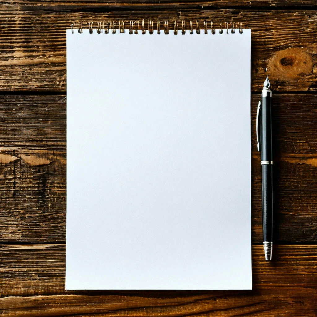 чистый лист на столе и ручка